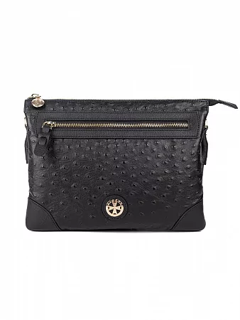 Сумка 9816-Ostrich Black натуральная кожа Narvin