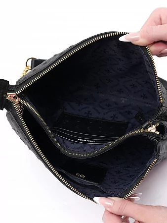 Сумка 9813-Ostrich Black натуральная кожа Narvin