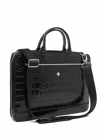 Портфель-сумка 9743-Croco Black натуральная кожа