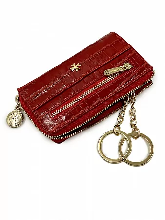 Ключница 9278-Croco Red натуральная кожа Narvin