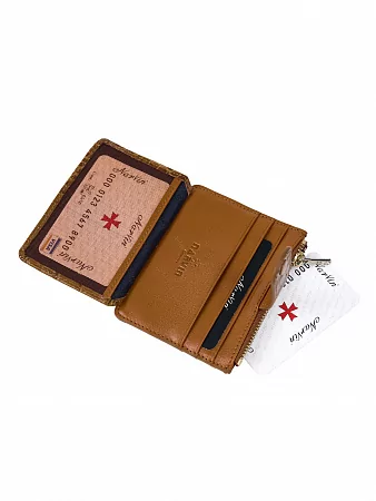 Кредитница картхолдер NARVIN 9104-Croco Capuccino из натуральной кожи
