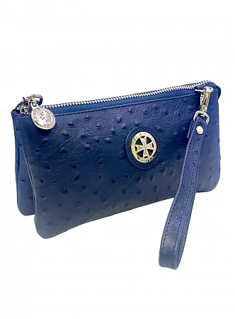 Клатч 9245-Ostrich D.Blue натуральная кожа NARVIN