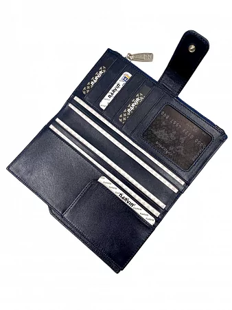  Кошелёк NARVIN из натуральной кожи большой 9686-Polo D.Blue из натуральной кожи 