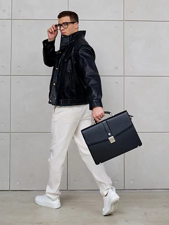 Портфель 9733-Polo Black натуральная кожа NARVIN