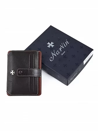 Кредитница картхолдер NARVIN 9105-Vegetta Brown из натуральной кожи
