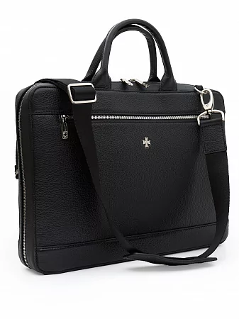 Портфель-сумка 9743-Polo Black натуральная кожа