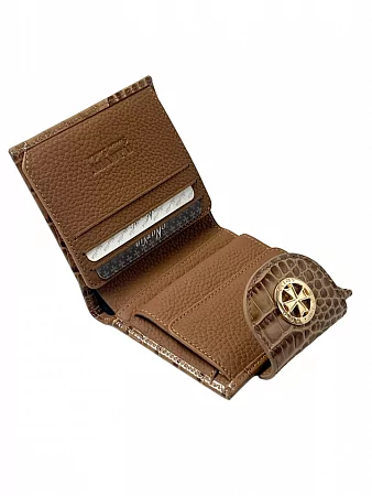 Кошелек женский 9582-Croco Cappuccino натуральная кожа Narvin