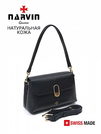 Сумка женская 9818-Polo Black NARVIN натуральная кожа