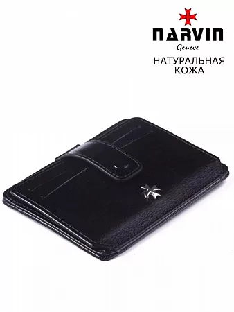 Кредитница картхолдер NARVIN 9105-Vegetta Black из натуральной кожи
