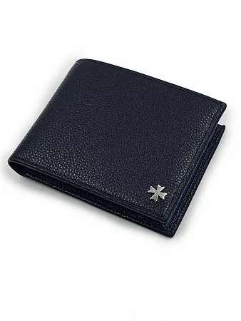  Кошелек портмоне 9677-Polo Black / Blue натуральная кожа Narvin из натуральной кожи 