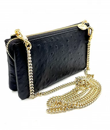 Клатч 9245-Ostrich Black натуральная кожа NARVIN