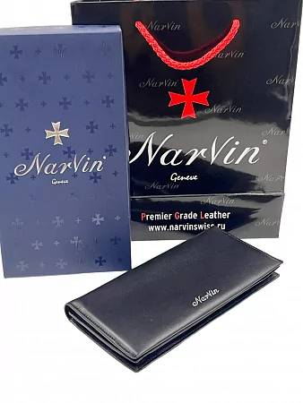  Бумажник 9655-Palermo Black/Red натуральная кожа Narvin из натуральной кожи 