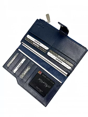  Кошелёк NARVIN из натуральной кожи большой 9686-Polo D.Blue из натуральной кожи 