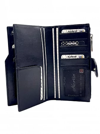 Кошелёк 9686-Ostrich Black натуральная кожа Narvin