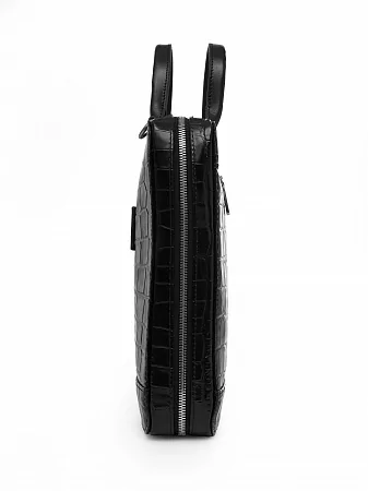 Портфель-сумка 9743-Croco Black натуральная кожа