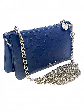 Клатч 9245-Ostrich D.Blue натуральная кожа NARVIN
