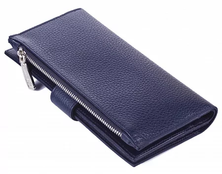  Кошелёк NARVIN из натуральной кожи большой 9686-Polo D.Blue из натуральной кожи 