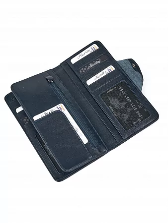 Кошелек 9650-Polo D.Blue натуральная кожа Narvin