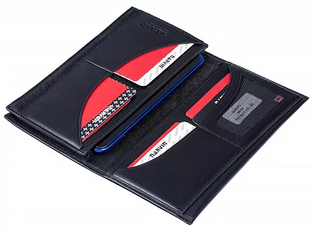  Бумажник 9655-Palermo Black/Red натуральная кожа Narvin из натуральной кожи 