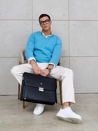 Портфель 9737-Polo Black  из натуральной кожи Narvin