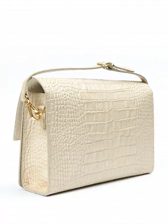 Сумка 9811-Croco Beige натуральная кожа Narvin