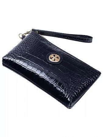 Сумочка для телефона 9247-Croco Black натуральная кожа Narvin