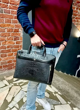 Портфель-сумка 9752-Bambino Black из натуральной кожи Narvin