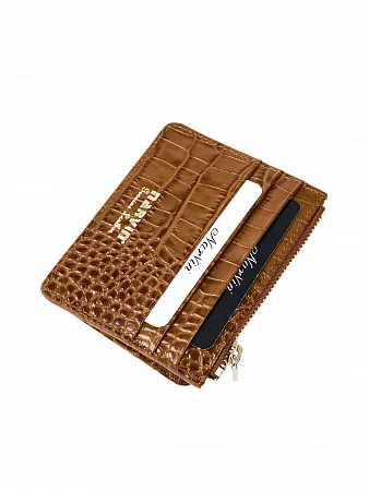 Кредитница картхолдер NARVIN 9104-Croco Capuccino из натуральной кожи