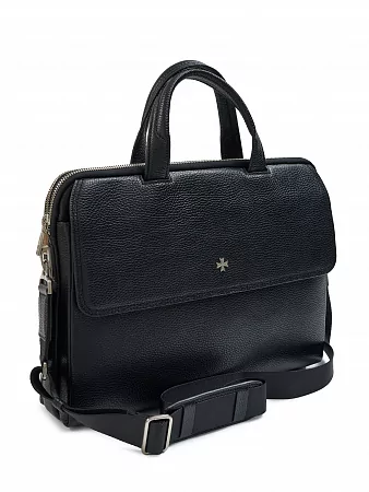 Портфель-сумка 9759-Polo Black из натуральной кожи Narvin