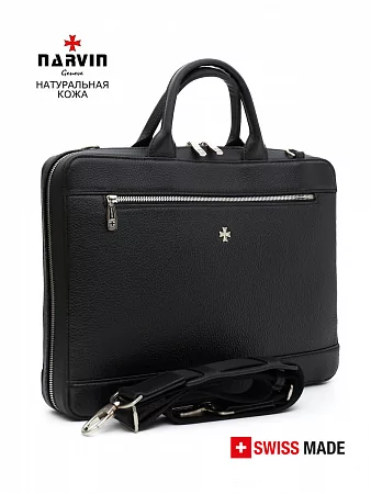 Портфель-сумка 9743-Polo Black натуральная кожа