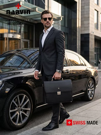 Портфель 9737-Polo Black  из натуральной кожи Narvin
