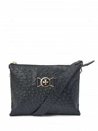 Сумка 9813-Ostrich Black натуральная кожа Narvin