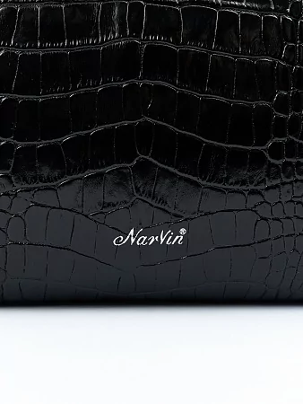 Сумка 9811-Croco Black натуральная кожа Narvin