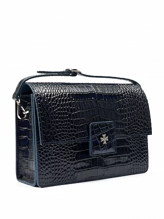Сумка 9811-Croco D.Blue натуральная кожа Narvin