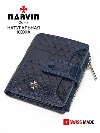 Кошелек картхолдер 9564-Anaconda D.Blue NARVIN натуральная кожа из натуральной кожи