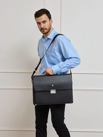Портфель 9737-Polo Black  из натуральной кожи Narvin