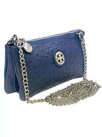 Клатч 9245-Ostrich D.Blue натуральная кожа NARVIN
