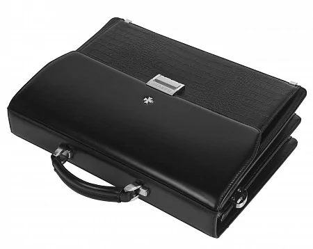 Портфель 9737-Vegetta Black/Aligro Black из натуральной кожи Narvin