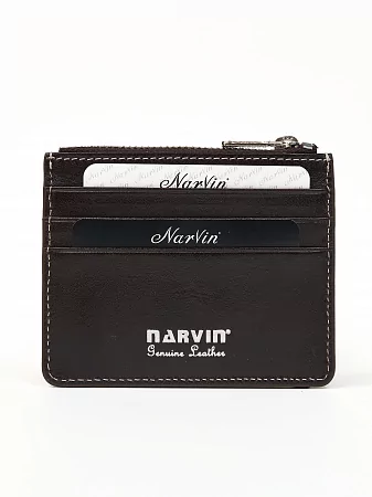 Кредитница картхолдер NARVIN 9104-Vegetta Brown из натуральной кожи