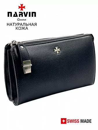 Клатч мужской 9450-Polo Black натуральная кожа Narvin