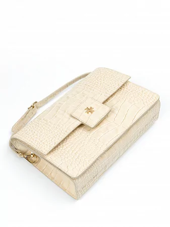 Сумка 9811-Croco Beige натуральная кожа Narvin