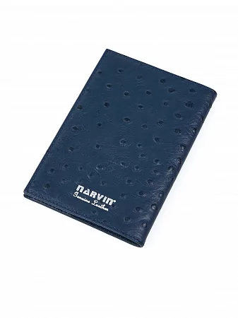 Обложка для паспорта 9158-Ostrich D.Blue натуральная кожа Narvin