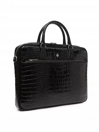 Портфель-сумка 9775-Croco Black натуральная кожа