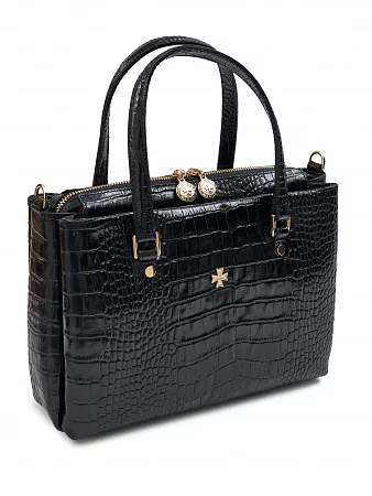 Сумка 9801-Croco Black натуральная кожа Narvin