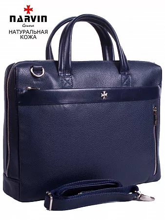 Портфель-сумка 9752-Polo D.Blue из натуральной кожи NARVIN