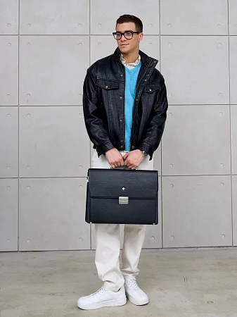 Портфель 9737-Polo Black  из натуральной кожи Narvin