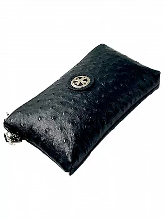 Сумочка для телефона 9247-Ostrich Black натуральная кожа Narvin