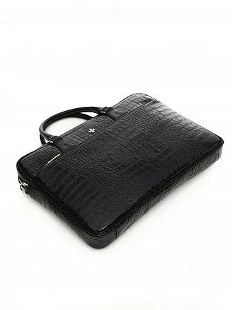 Портфель-сумка 9775-Croco Black натуральная кожа
