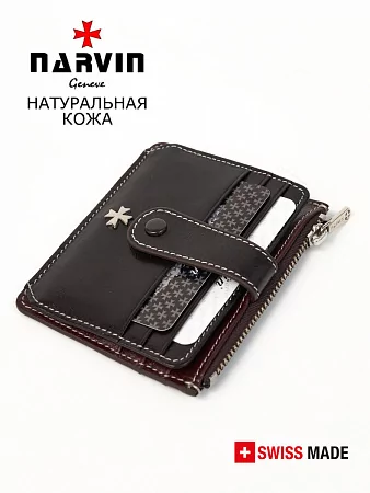 Кредитница картхолдер NARVIN 9104-Vegetta Brown из натуральной кожи