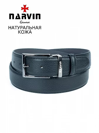 Ремень мужской 31085-Rolax Black натуральная кожа Narvin